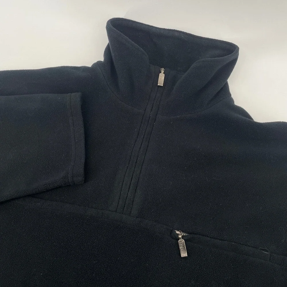 Zegna Sport Fleece Pullover Mens L Black Quarter Zip Mock Neck Luxury Sportswear